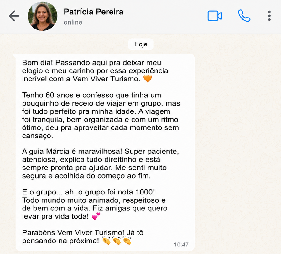 Depoimento real de Patrícia Pereira no WhatsApp